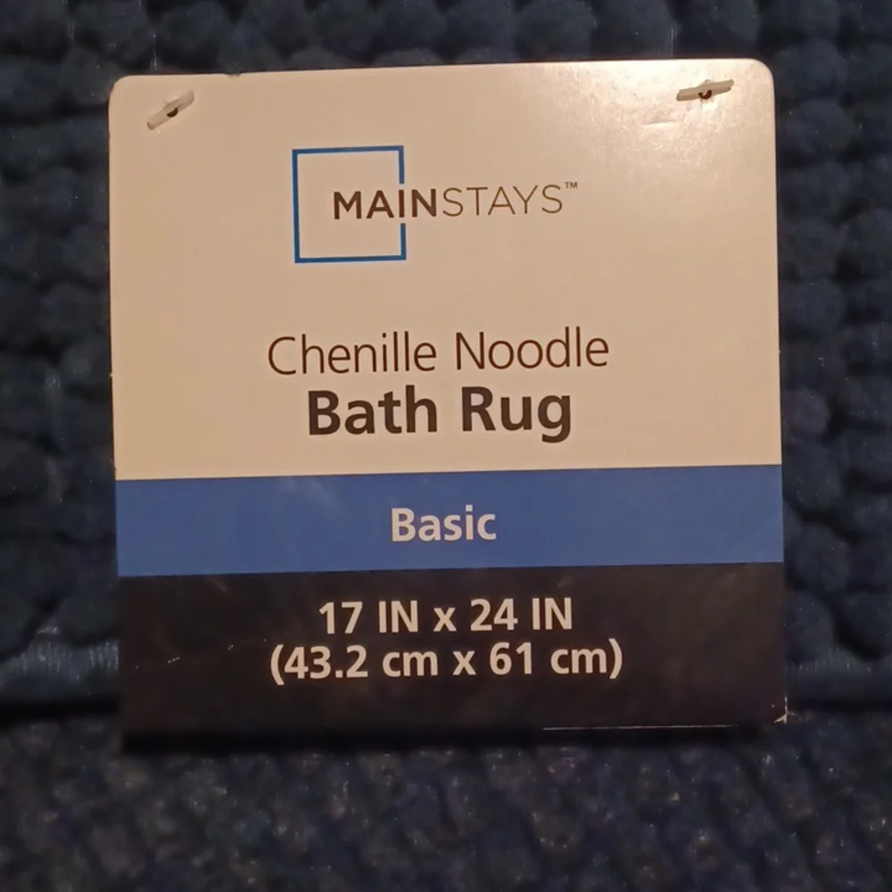 Mainstays Basic Chenille Noodle Small Bath Rug in Dark Blue